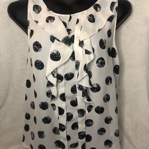 White/ black polka dot blouse tank